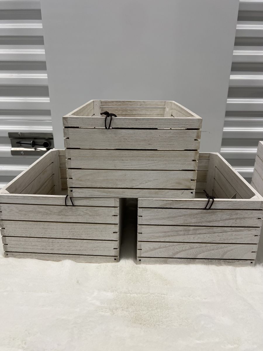 Whitewash Wood Nesting Crates - Set of 3 (small, med, large)