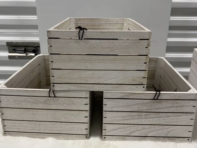 Whitewash Wood Nesting Crates - Set of 3 (small, med, large)