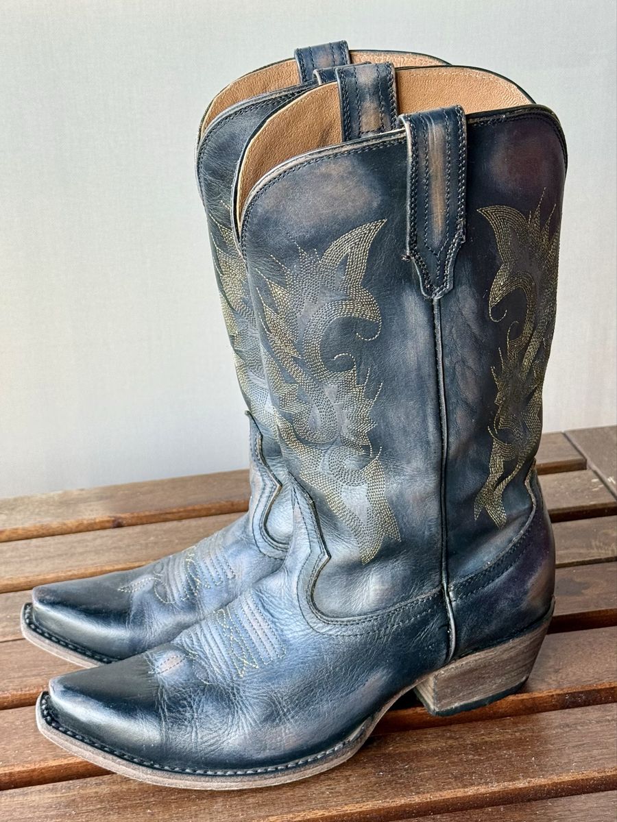 Freebird Woody Black Cowboy Boots Women's Size 9 Distressed Leather