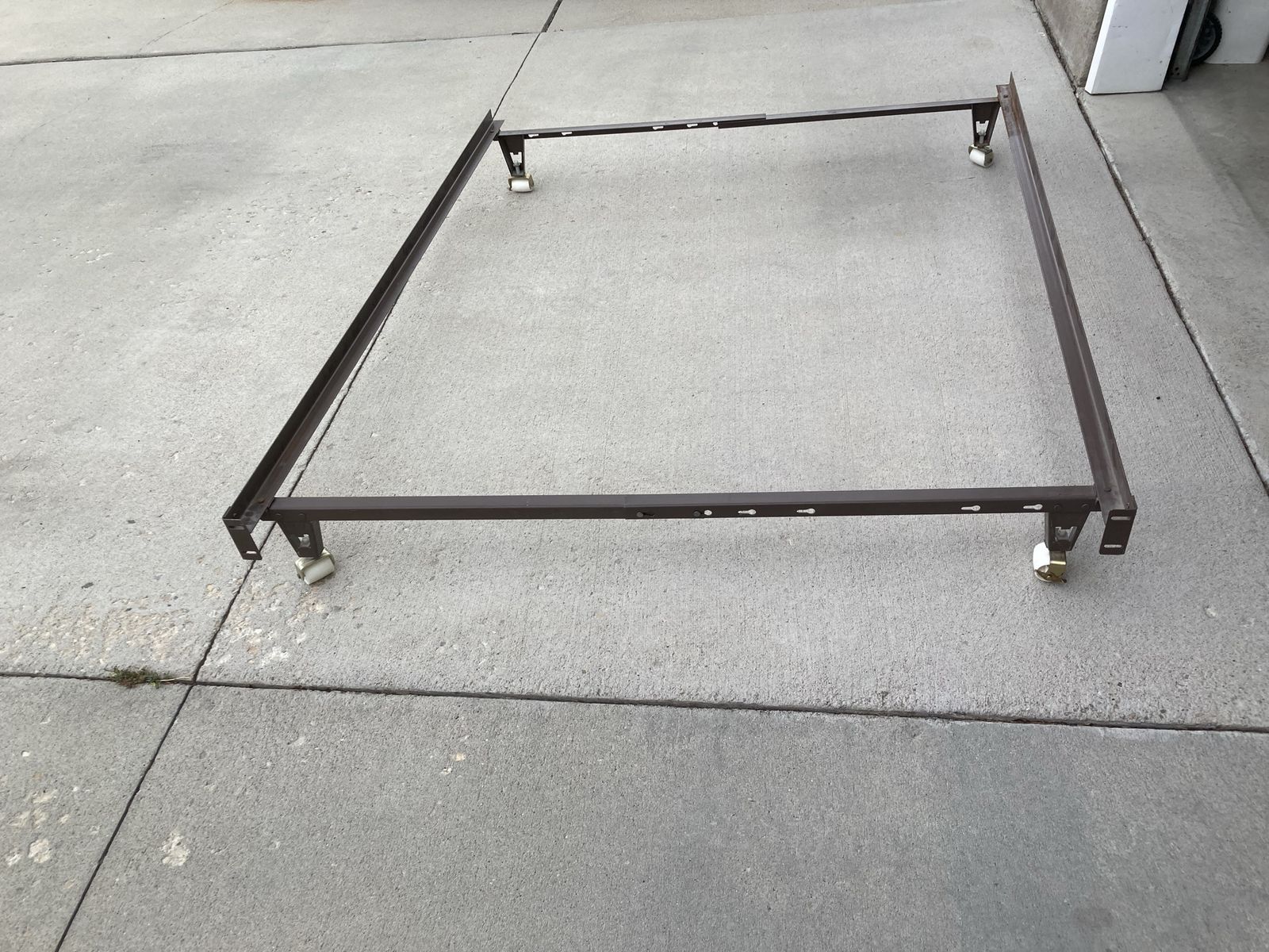 Metal Bed Frame with Casters Wheels Brown Used