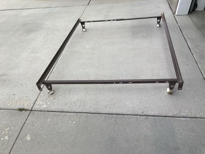 Metal Bed Frame with Casters Wheels Brown Used