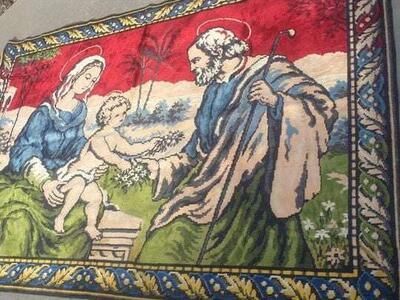 Vintage Tapestry Jesus & Nativity in Beautiful Condition