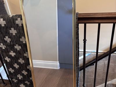 Vintage Mid-Century Arched Brass Mirror 49 1/2x17