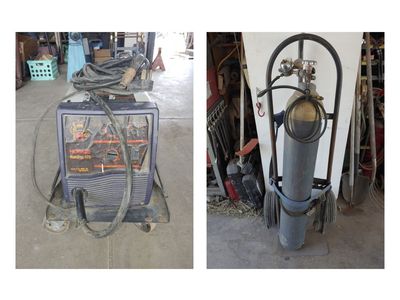 Hobart Handler 175 Mig Welder w/ Argon Gas 200CF Cylinder with Dual Head Regulator / Hose & Dolly