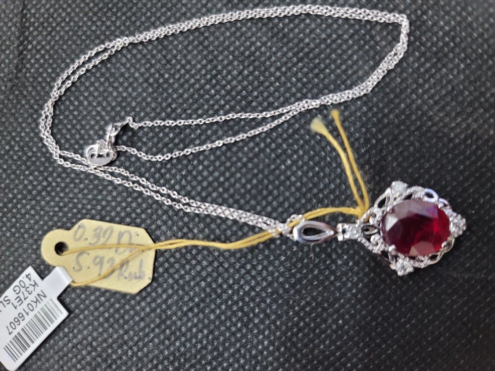 Ruby and diamond sterling silver with necklace
