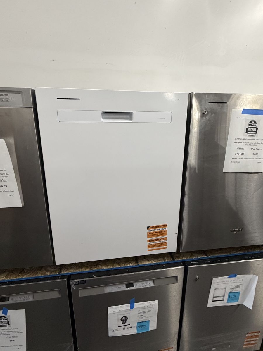 NEW WHIRLPOOL WHITE TOP CONTROL DISHWASHER