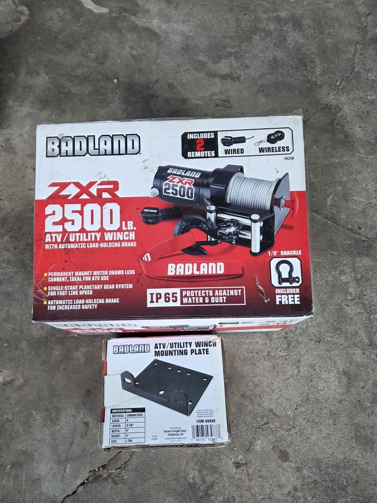 Harbor Freight ATV Winch & Mounting plate 
