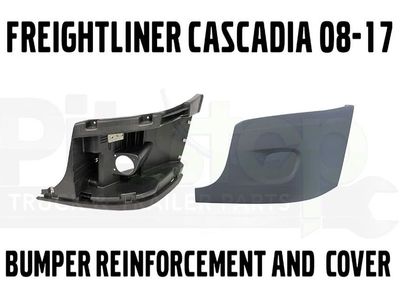 New 08-17 Freightliner Cascadia left drivers side front bumper reinforcement and cover