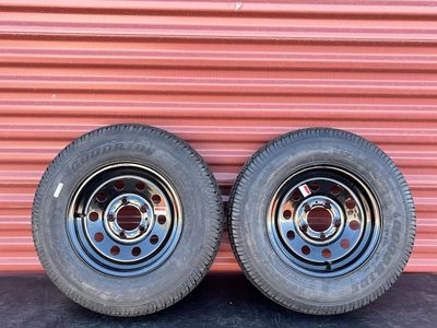 Set of Two Good Ride ST 175/80 D 13 Trailer Tires Mounted on New Black Mod Wheels 5 on 4.5 Brand New