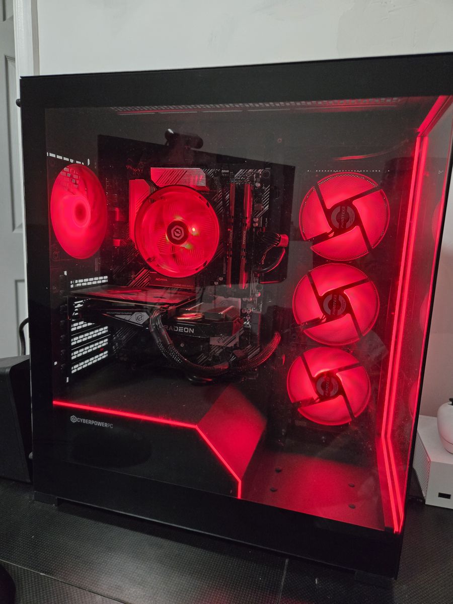 CyberPowerPC Gaming Desktop Computer - AMD Radeon GPU, Red LED Fans