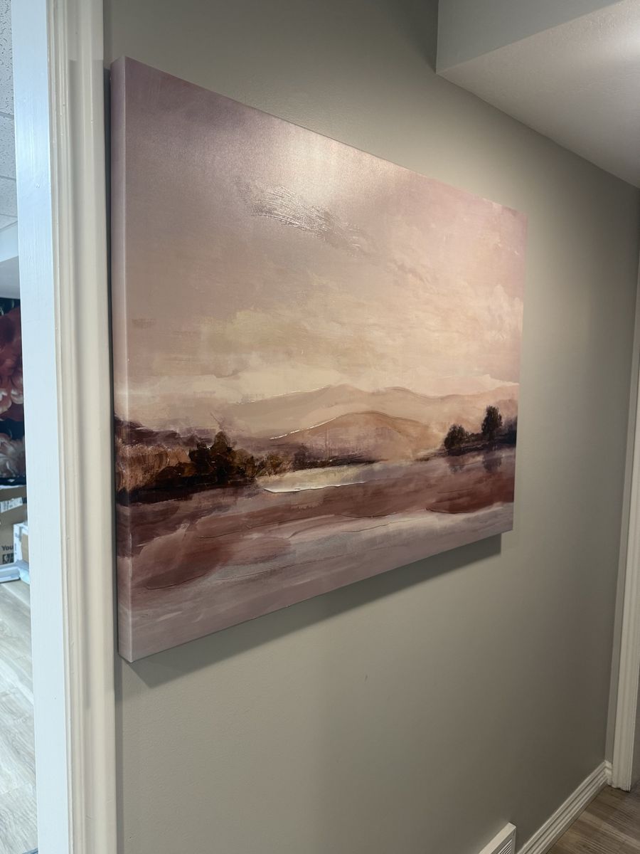 Large Abstract Landscape Canvas Art - Muted Tones Wall Decor