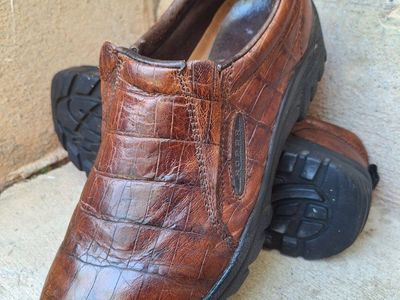 Nice Mens Roper Loafers Brown Leather Crocodile Slip On Casual Shoes Sz-11.5