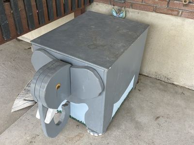 Handmade Wooden Elephant Toy Box / Storage Chest