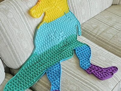 Giant Rainbow Dinosaur Pop It Fidget Toy - Large Sensory Bubble Popper 42"L