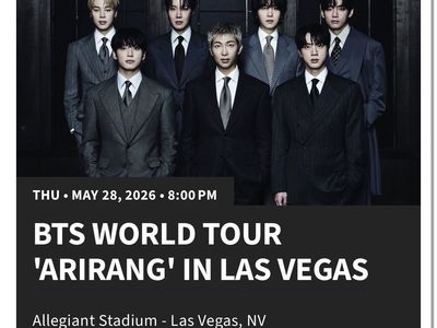 BTS World Tour Arirang May 28, 2026 Las Vegas (Price Is For 2 Tickets )