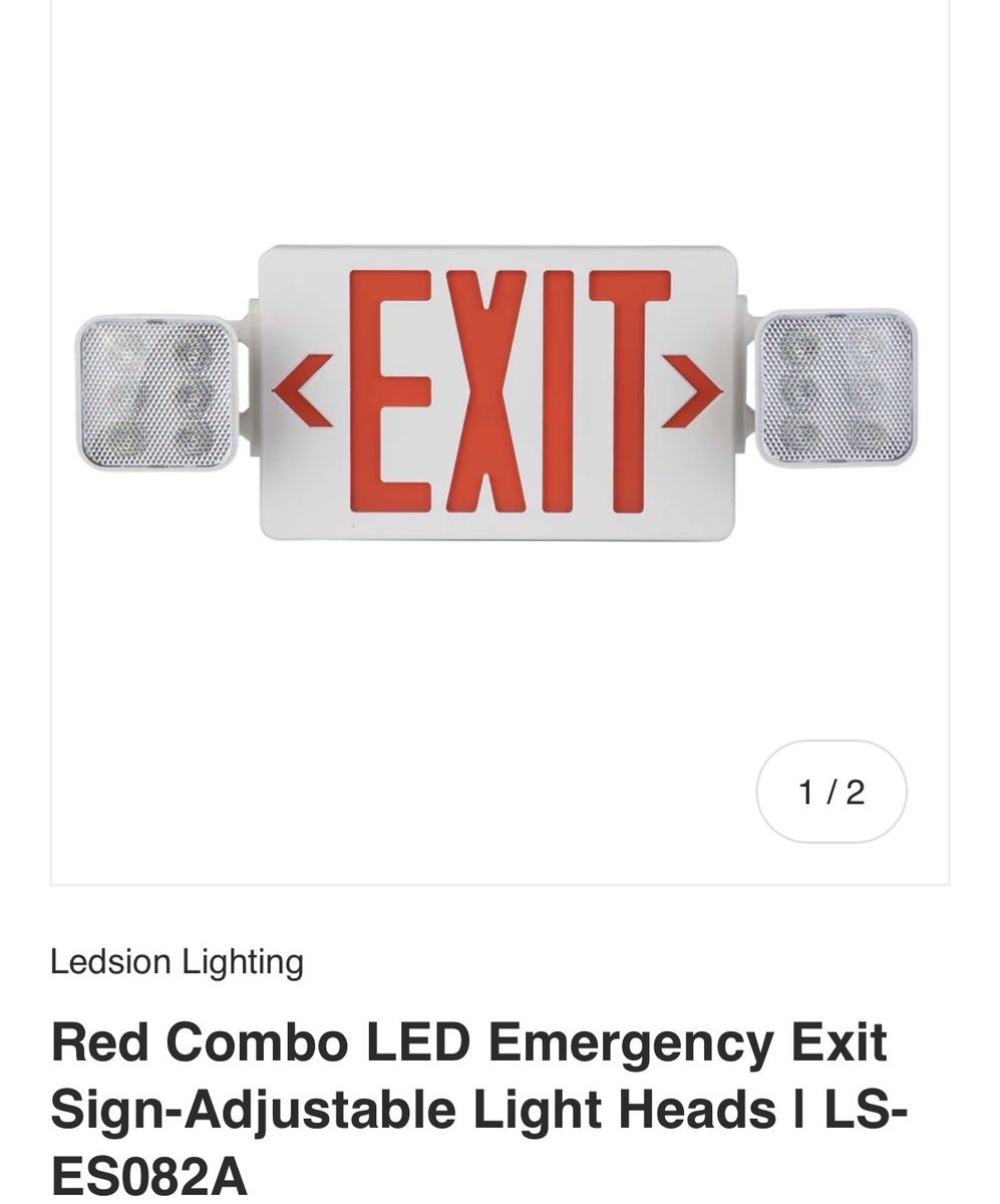 Ledsion Lighting Red Combo LED Emergency Exit Sign - Adjustable Light Heads | LS-ES082A