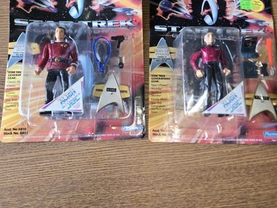 Vintage 1994 Playmates Star Trek Generations Captain Kirk & Picard Action Figure Lot - New, Sealed