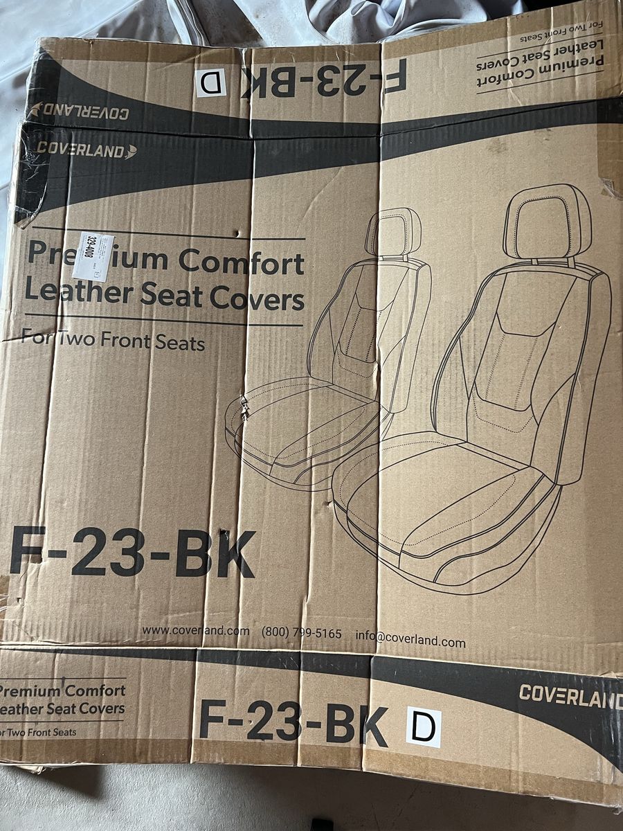 Coverland Premium Comfort Leather Front Seat Covers (Black) F-23-BK