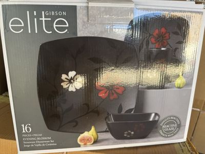 Gibson Elite Evening Blossom 16-Piece Stoneware Dinnerware Set