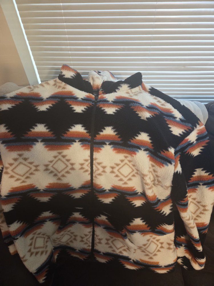 Aztec Print Full Zip Sherpa Fleece Jacket
