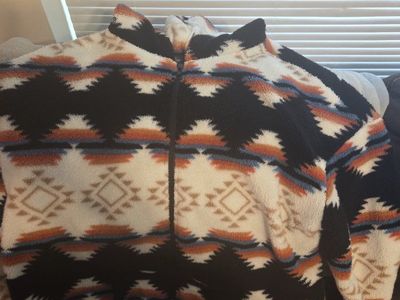 Aztec Print Full Zip Sherpa Fleece Jacket