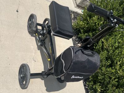 BlessReach All-Terrain Knee Scooter with Shock Absorber & Storage Bag - Black