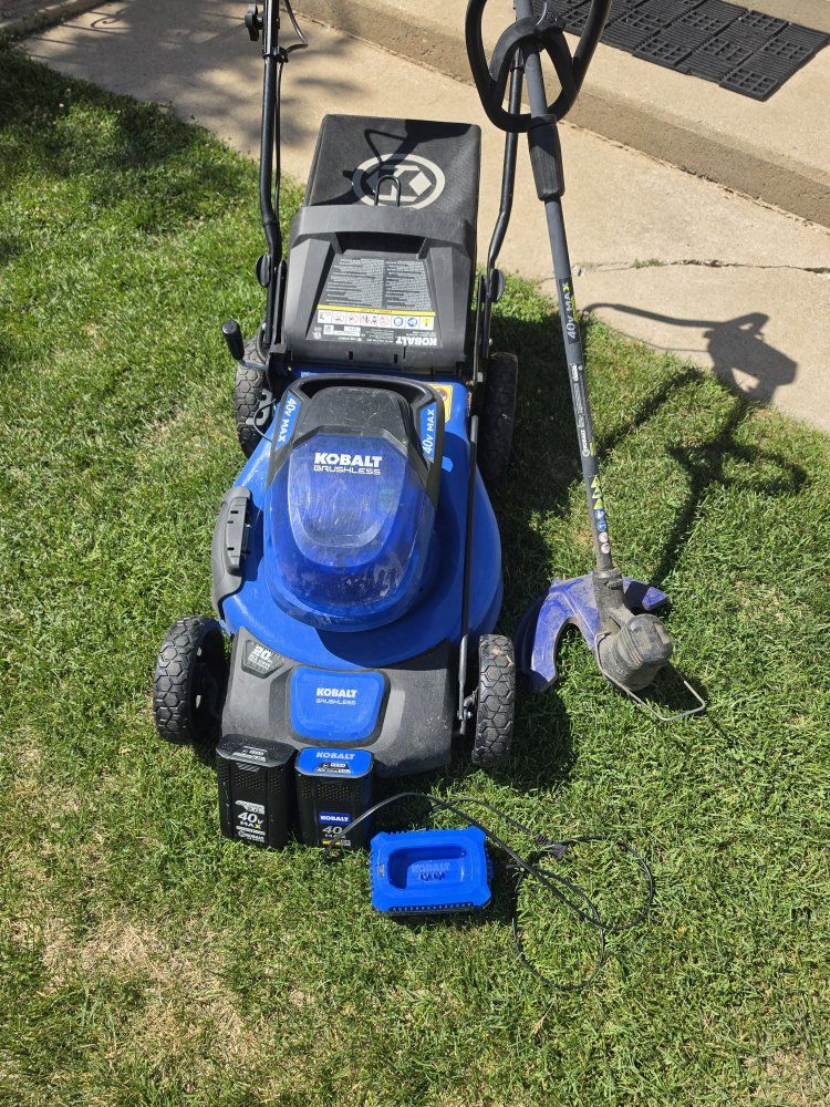 Kobalt 40V Max Brushless Cordless Lawn Mower & String Trimmer Combo - Includes Batteries & Charger