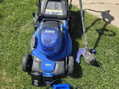 Kobalt 40V Max Brushless Cordless Lawn Mower & String Trimmer Combo - Includes Batteries & Charger
