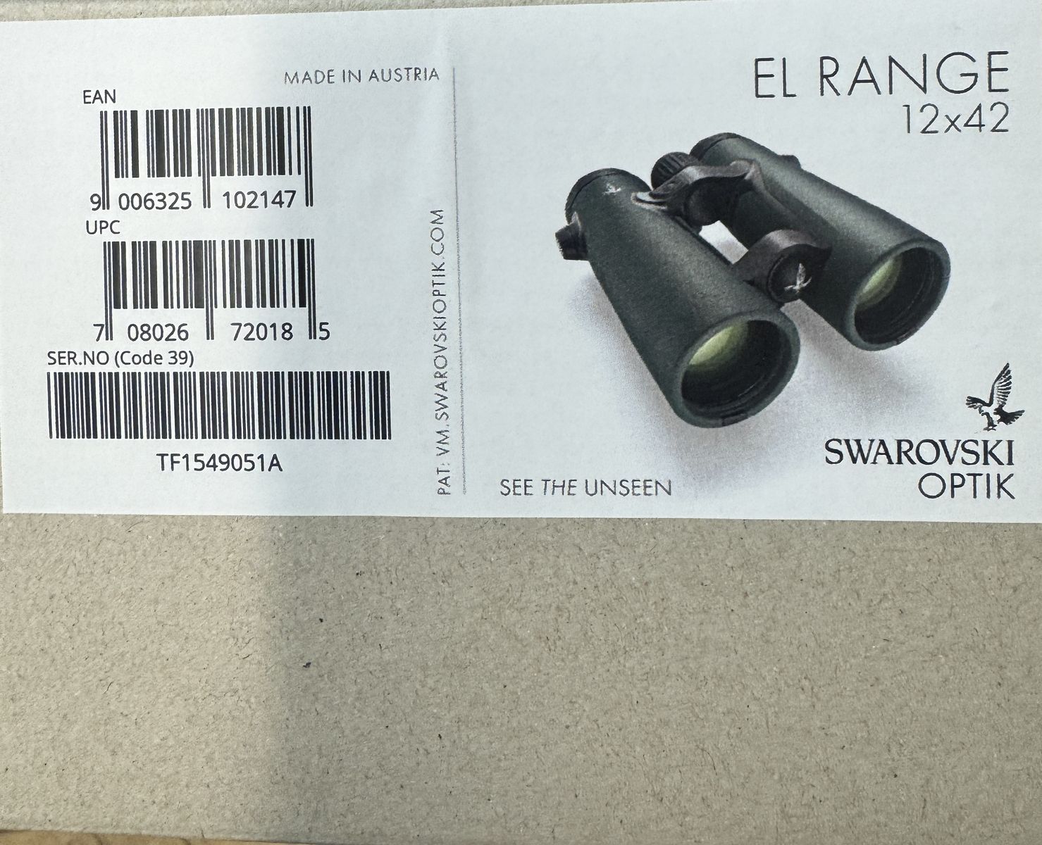 Swarovski EL Range 12x42 TA Binos brand new