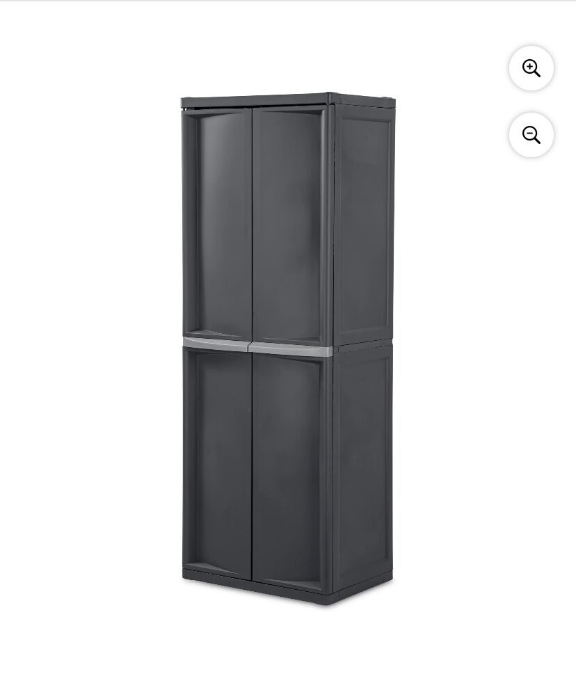 Sterilite Plastic Shelf Cabinet, Gray