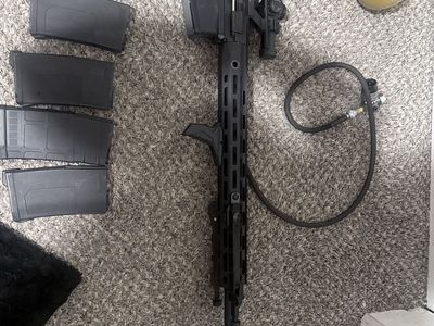 HPA Airsoft Rifle with Scope, and Magazines - Black