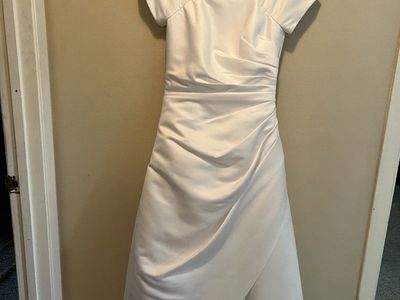 David's Bridal White Flower Conservative Wedding Dress & Bolero Jacket Set Size 4/S