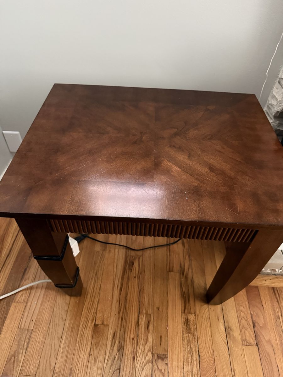 Square Wooden End Table - Rich Brown Finish, Classic Design