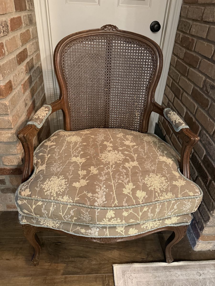 Vintage Cane Back Accent Armchair