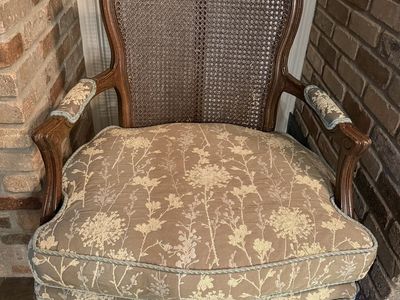 Vintage Cane Back Accent Armchair