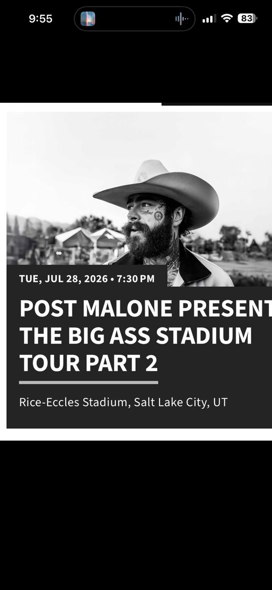 Post Malone/Jelly Roll Tickets For Sale