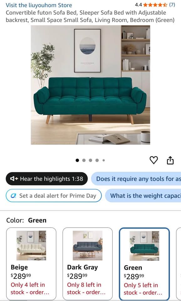 Convertible futon Sofa Bed