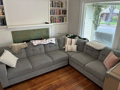 Large Gray Fabric L shape sofa’s
