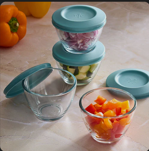 Pampered Chef Prep Bowl Set with Lids Glass Measuring Bowls