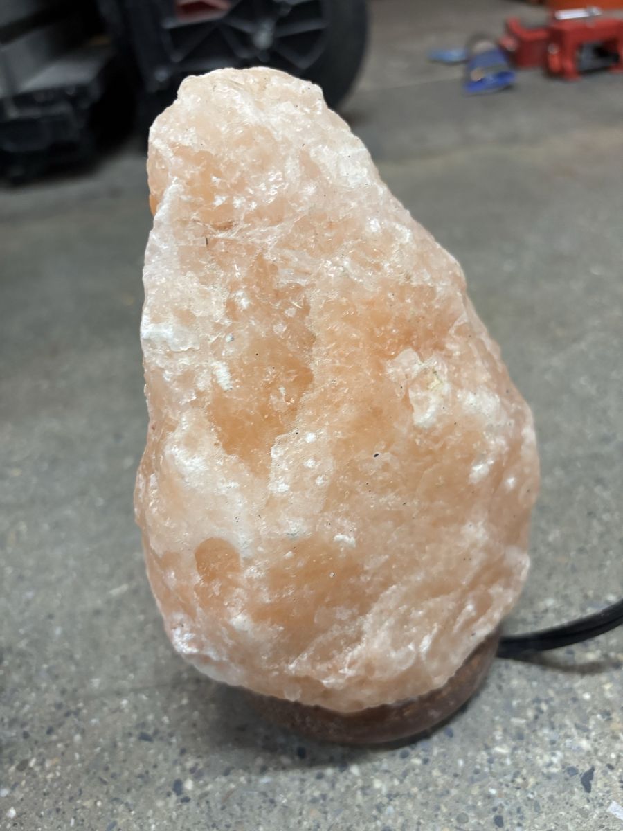 Himalayan Pink Salt Lamp with Wood Base - Natural Crystal , new bulb included