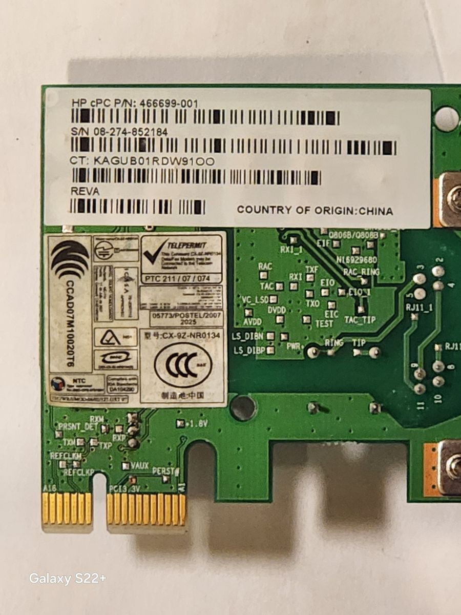 ​HP 466699-001 Conexant CX-9Z-NR0134 56Kbps PCIe x1 Data/Fax Modem Card