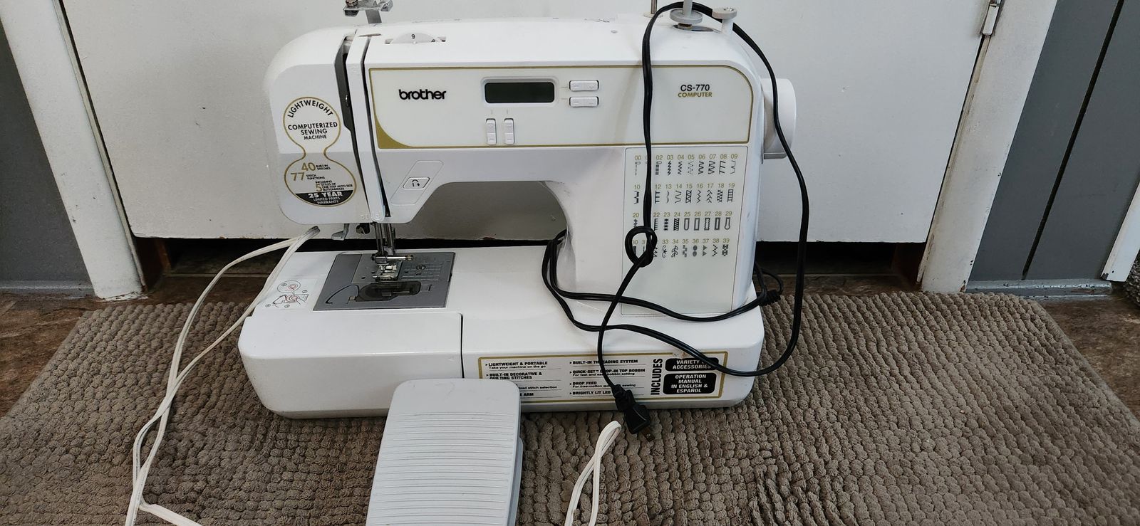 Brother CS770 computerized sewing machine with LCD display and built-in stitches