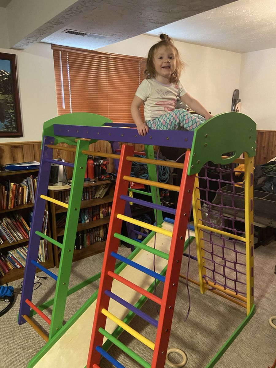 Colorful Kids Indoor Wooden Climbing Playset Slide Ladder Gym