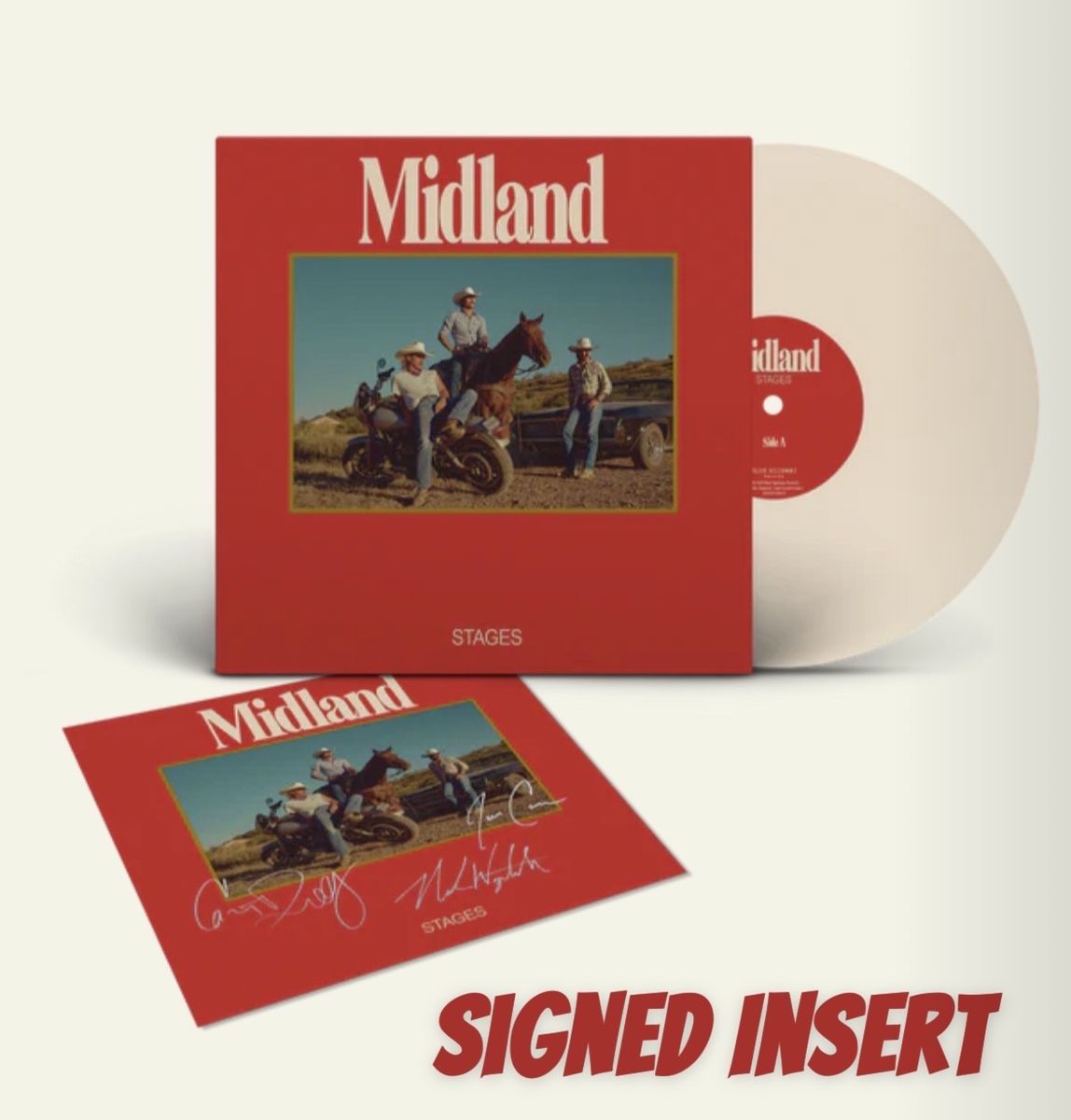 Midland-SIGNED Stages-Opaque Bone Vinyl LP-Autographed Insert-Limited Edition-Country Vinyl-SEALED-S/O