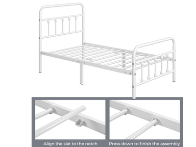New in Box TWIN Metal Platform Bed Frame Mattress Foundation with Victorian Style Iron-Art
