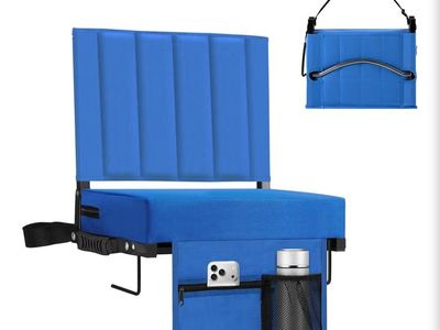 Stadium Seat for Bleachers with Back Support, Portable Bleacher Seat with Wide Comfy Padded Cushion, Metal Hook, Folding Stadium