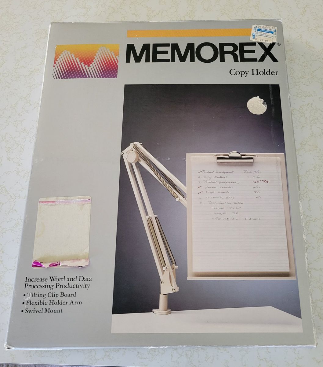 Memorex Copy Holder: Tilting Clip Board, Flexible Arm, Swivel Mount - Boost Productivity