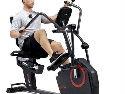 Sunny Health & Fitness Elite Recumbent Cross Trainer & Elliptical Machine with Arm Exercisers-New