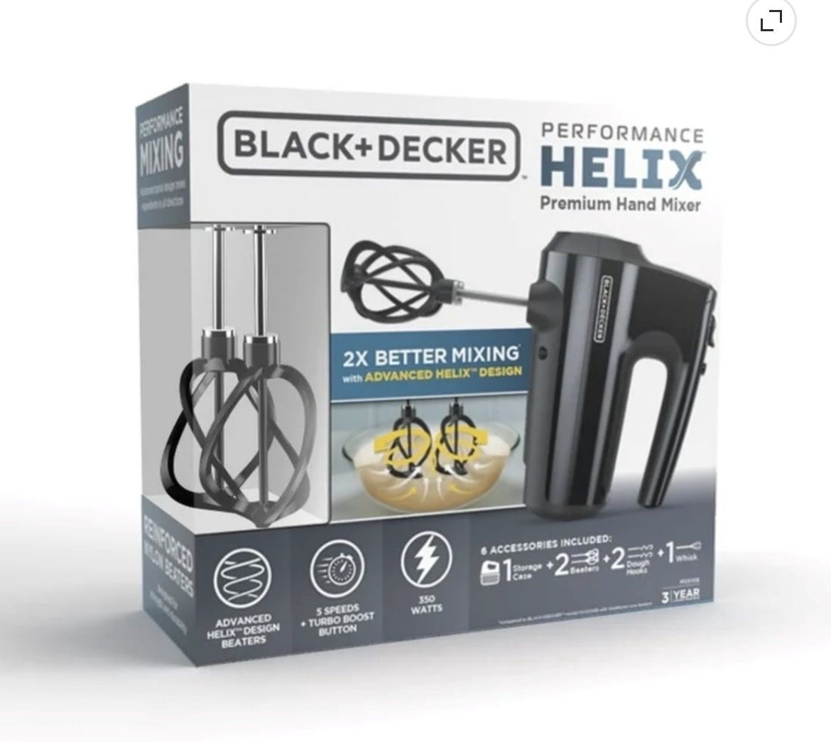 Black & Decker Helix Premium Hand Mixer 350W Black with Storage Case