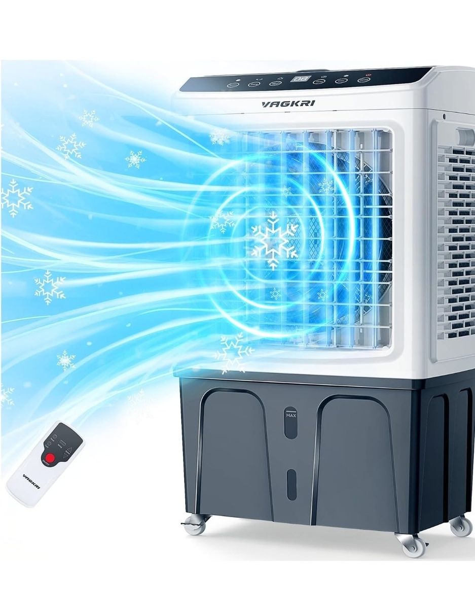 VAGKRI 35" Evaporative Air Cooler with Remote - Portable, Auto-Fill, for Outdoor & Indoor Cooling